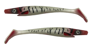 Силиконовая приманка Strike Pro Pig Shad Jr, цвет: Milk Redhead, (уп./2шт.), (SP-172C#022PF)