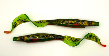 Силиконовая приманка Strike Pro Pig Tail Junior , цвет: Leopard Burbot UV, (уп./2шт.), (SP-172R#SP43)