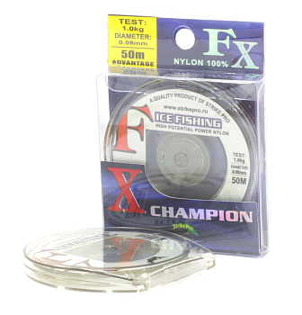 Леска Strike Pro FX Champion прозрачная 0,08mm 1,0кг 50m