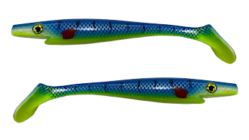 Силиконовая приманка Strike Pro Pig Shad Jr, цвет: Blue Chartreuse, (уп./2шт.), (SP-172C#RS01)