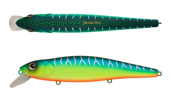 Воблер Минноу Strike Pro Jer-O Minnow 130, цвет: A223S-RP Pearl Mat Tiger, (EG-039SP#A223S-RP)