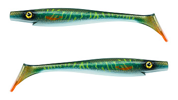 Силиконовая приманка Strike Pro Pig Shad Jr, цвет: Green Motoroil Pike UV, (уп./2шт.), (SP-172C#MN3)