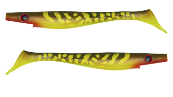 Силиконовая приманка Strike Pro Pig Shad Jr, цвет: Hot Pike, (уп./2шт.), (SP-172C#KG2)