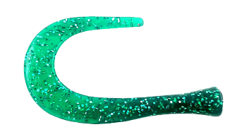 Хвост силиконовый для Guppie 14см 7,6гр, изумруд зеленый с блестками 3шт