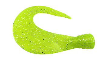 Хвост Big Sickle Tail твистерный Большой серп 12см (развернутый 16см), 20гр, шартрез с блестками 2шт
